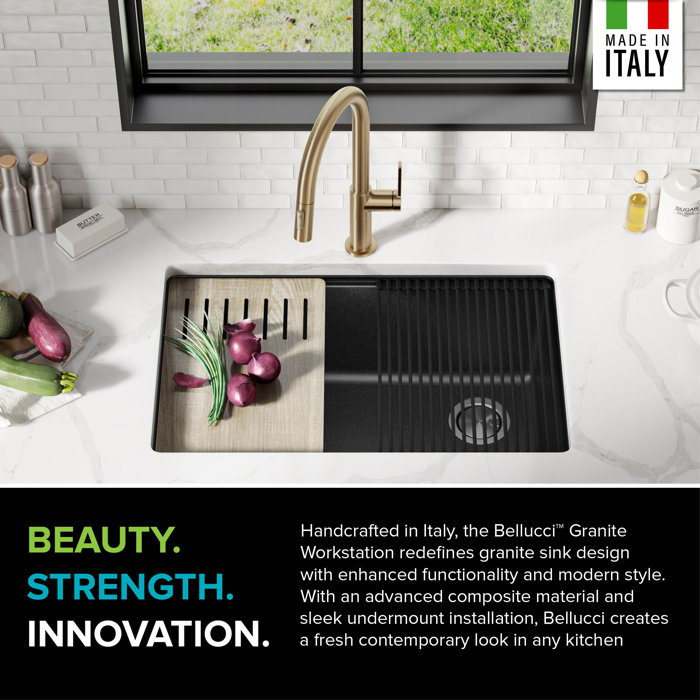 Kraus 30 in. KRAUS Bellucci Workstation Undermount Granite Composite Single Bowl Kitchen Sink